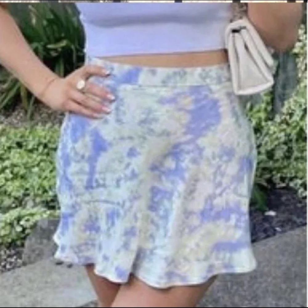 Zara Mini Skirt Tie Dye Satin Lilac Ivory Women’s Size Small S New NWT